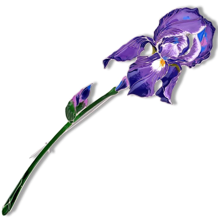 Silver brooch "Iris" from the collection "Herbarium of Tatyana Polyakova"