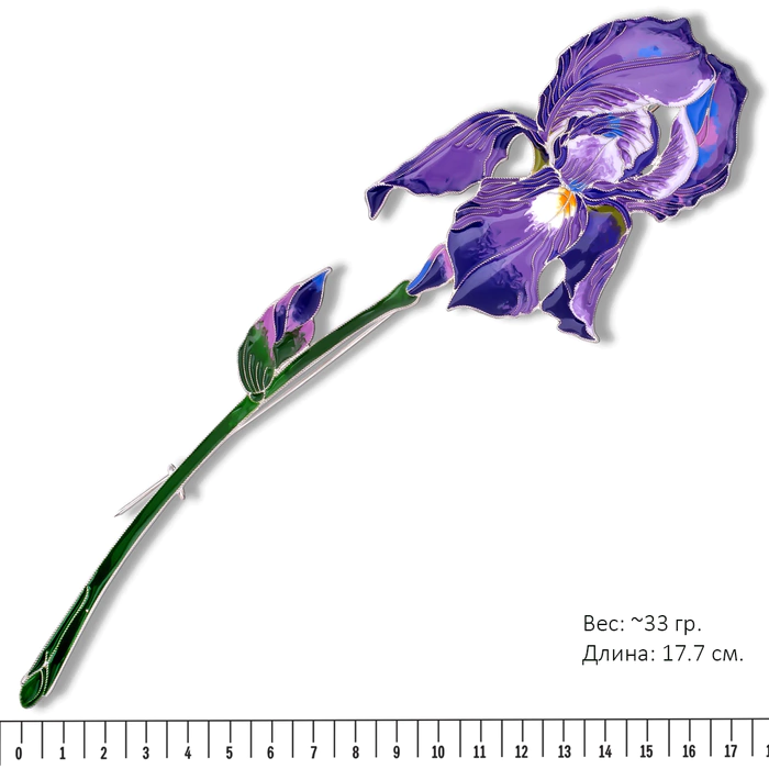 Silver brooch "Iris" from the collection "Herbarium of Tatyana Polyakova"