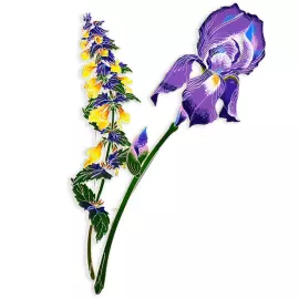 Silver brooch "Iris" from the collection "Herbarium of Tatyana Polyakova"
