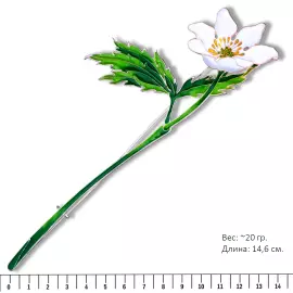 Silver brooch "Anemone" of the collection "Herbarium of Tatyana Polyakova"