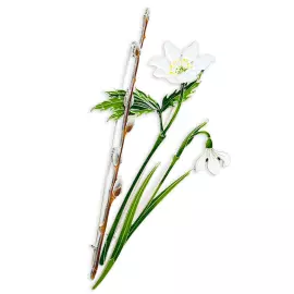 Silver brooch "Anemone" of the collection "Herbarium of Tatyana Polyakova"