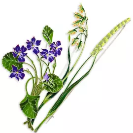 Silver brooch "Canary reed" collection "Herbarium of Tatiana Polyakova"