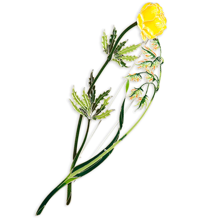 Silver brooch "Canary reed" collection "Herbarium of Tatiana Polyakova"