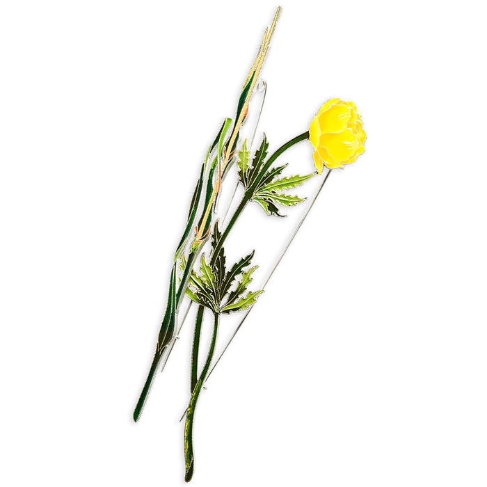 Silver brooch "Water canary" from the collection "Herbarium of Tatyana Polyakova"