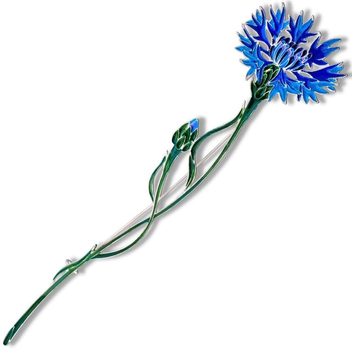 Silver brooch "Cornflower" collection "Herbarium of Tatiana Polyakova"