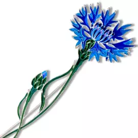 Брошь серебряная "Василек" коллекции "Гербарий Татьяны Поляковой"