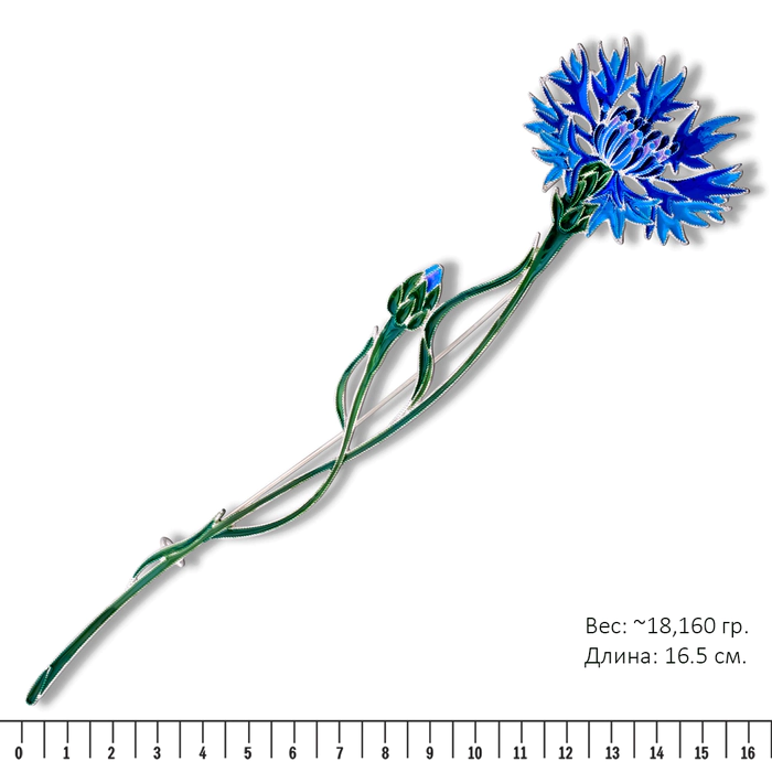 Silver brooch "Cornflower" collection "Herbarium of Tatiana Polyakova"