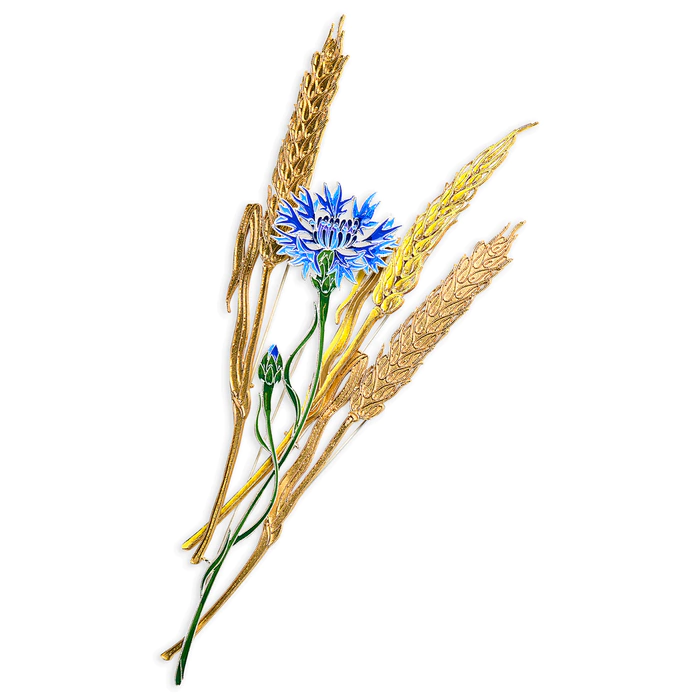 Silver brooch "Cornflower" collection "Herbarium of Tatiana Polyakova"