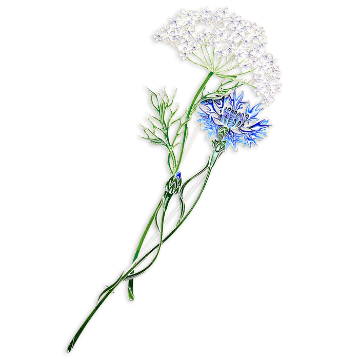 Silver brooch "Cornflower" collection "Herbarium of Tatiana Polyakova"