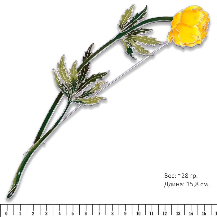 Silver brooch "Kupalnitsa" collection "Herbarium of Tatyana Polyakova"
