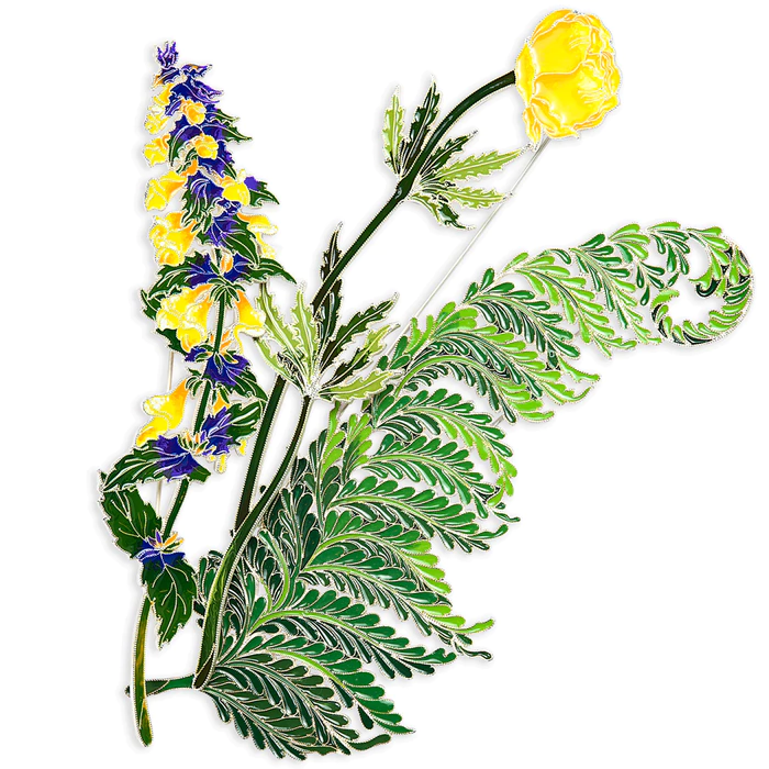 Silver brooch "Kupalnitsa" collection "Herbarium of Tatyana Polyakova"