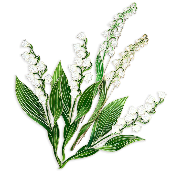 Silver brooch "Lily of the Valley broad-leaved" collection "Herbarium of Tatiana Polyakova"
