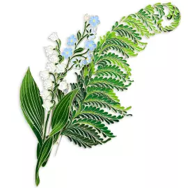 Silver brooch "Lily of the Valley broad-leaved" collection "Herbarium of Tatiana Polyakova"