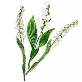 Silver brooch "Lily of the Valley broad-leaved" collection "Herbarium of Tatiana Polyakova"