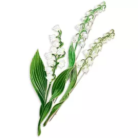 Silver brooch "Lily of the Valley broad-leaved" collection "Herbarium of Tatiana Polyakova"