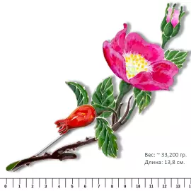 Silver brooch "Rosehip" collection "Herbarium of Tatiana Polyakova"