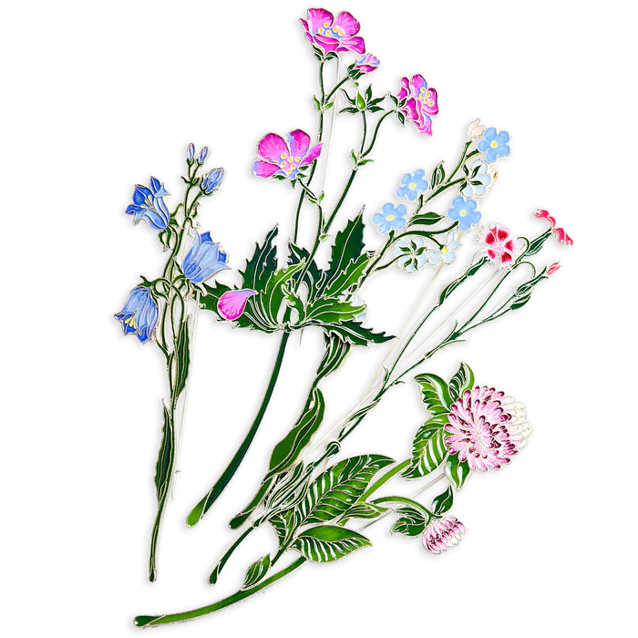 Silver brooch "Carnation field" collection "Herbarium of Tatiana Polyakova"