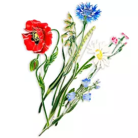 Silver brooch "Carnation field" collection "Herbarium of Tatiana Polyakova"