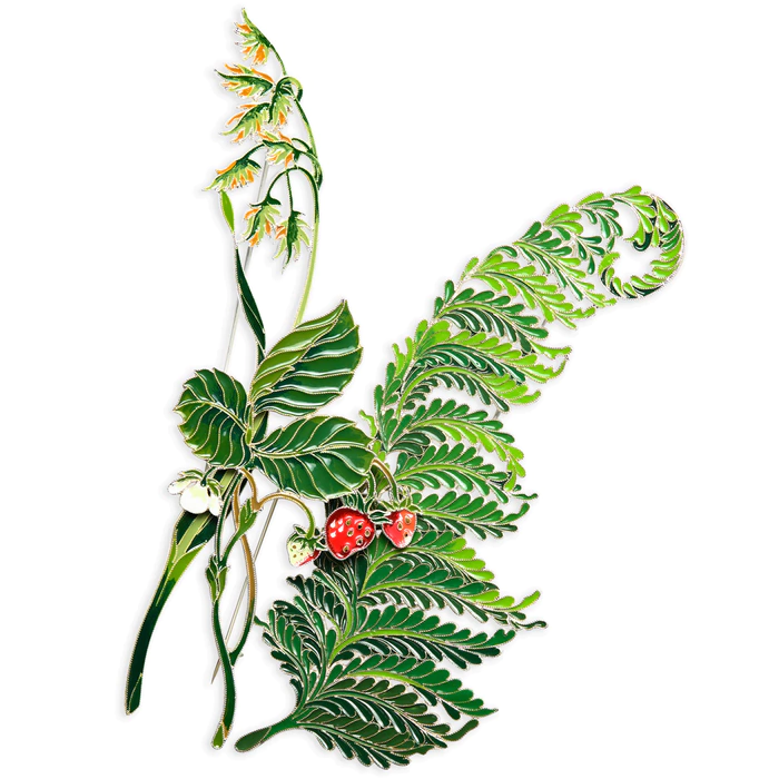 Silver brooch "Strawberry" from the collection "Herbarium of Tatyana Polyakova"