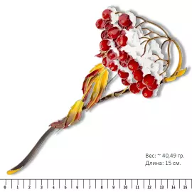 Silver brooch "Mountain ash" from the collection "Herbarium of Tatyana Polyakova"