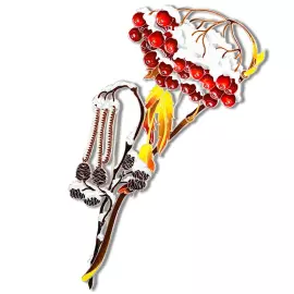 Silver brooch "Mountain ash" from the collection "Herbarium of Tatyana Polyakova"