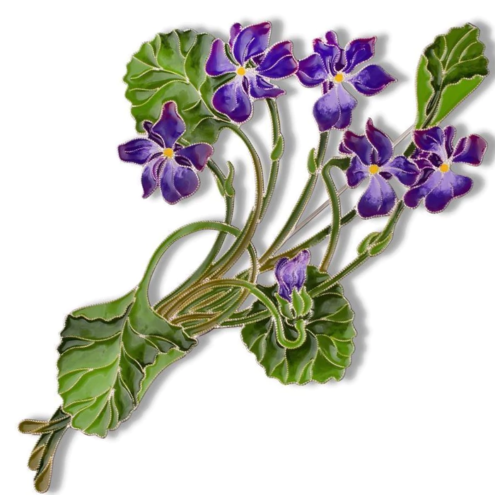 Silver brooch "Violet forest" collection "Herbarium of Tatiana Polyakova"