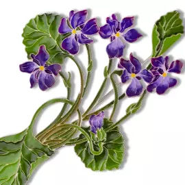 Silver brooch "Violet forest" collection "Herbarium of Tatiana Polyakova"