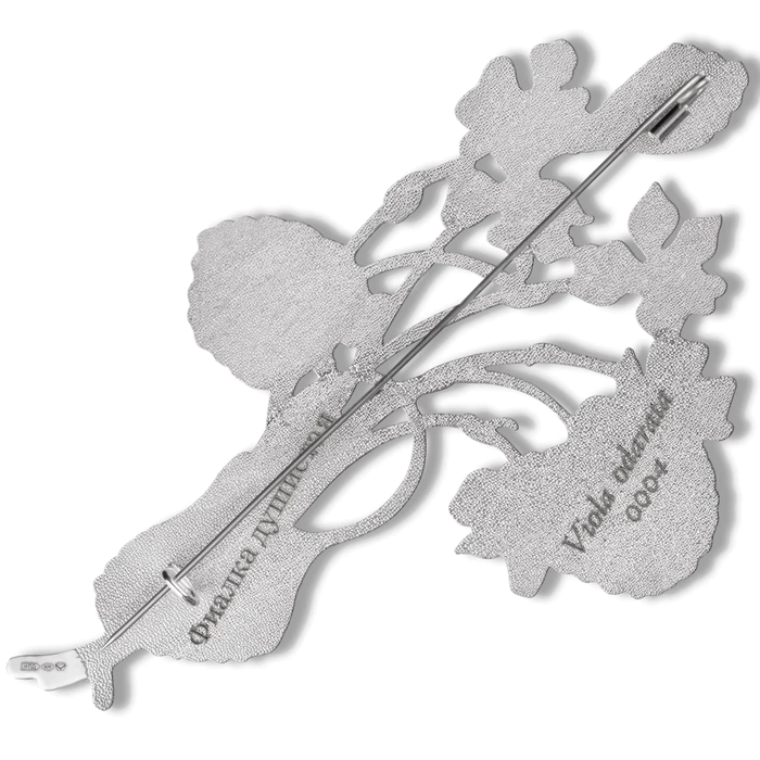 Silver brooch "Violet forest" collection "Herbarium of Tatiana Polyakova"