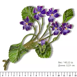 Silver brooch "Violet forest" collection "Herbarium of Tatiana Polyakova"