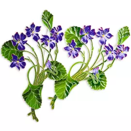 Silver brooch "Violet forest" collection "Herbarium of Tatiana Polyakova"