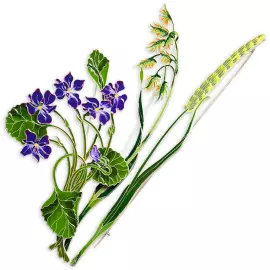 Silver brooch "Violet forest" collection "Herbarium of Tatiana Polyakova"