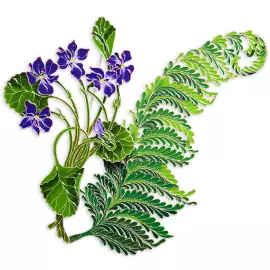 Silver brooch "Violet forest" collection "Herbarium of Tatiana Polyakova"