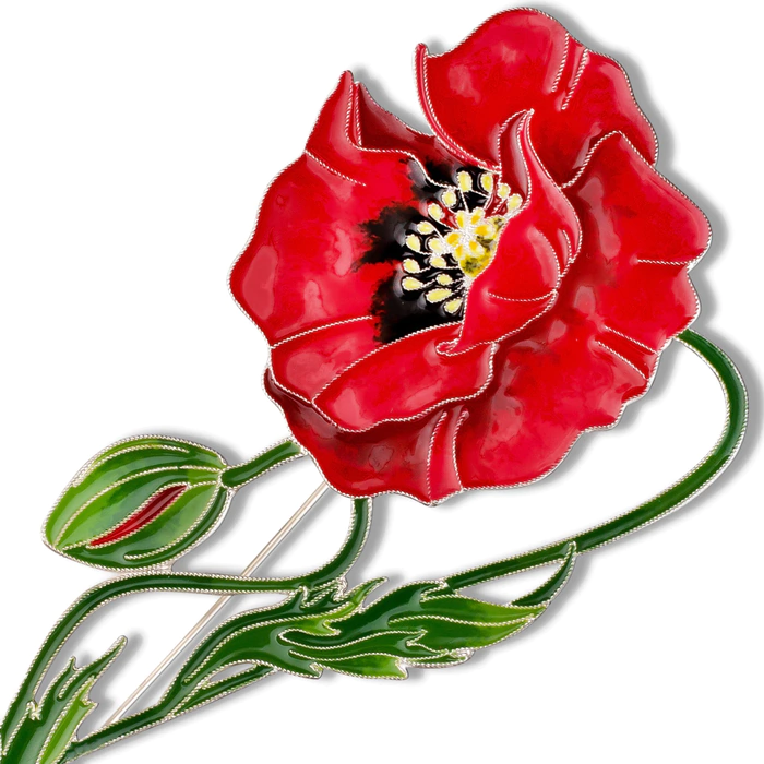 Silver brooch "Poppy" from the collection "Herbarium of Tatyana Polyakova"