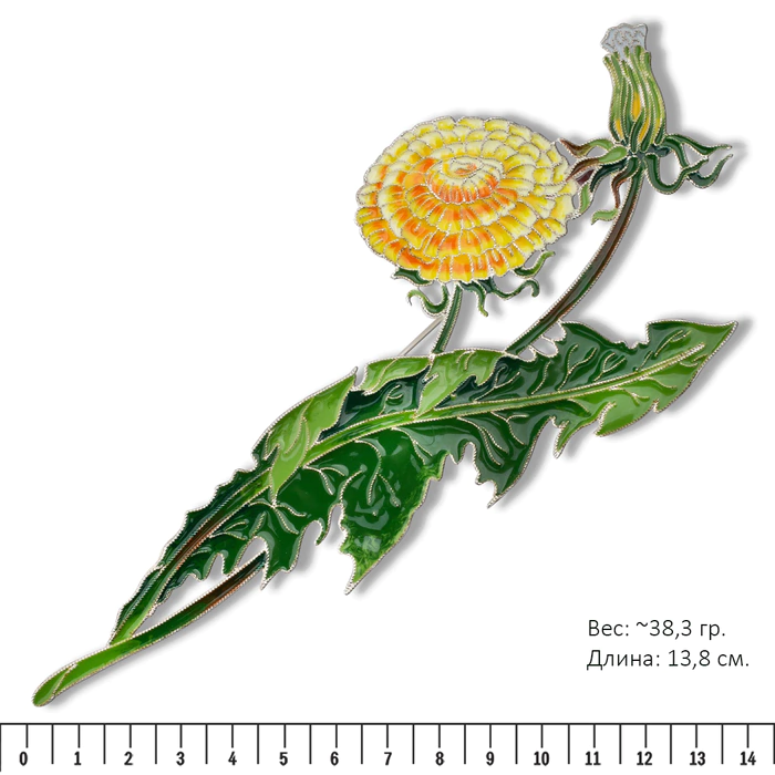 Silver brooch "Dandelion of the field" collection "Herbarium of Tatyana Polyakova"