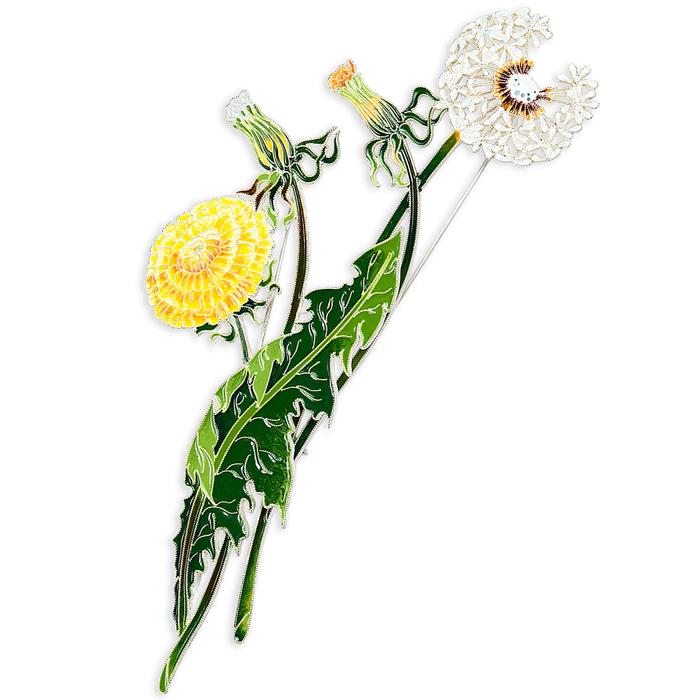 Silver brooch "Dandelion of the field" collection "Herbarium of Tatyana Polyakova"