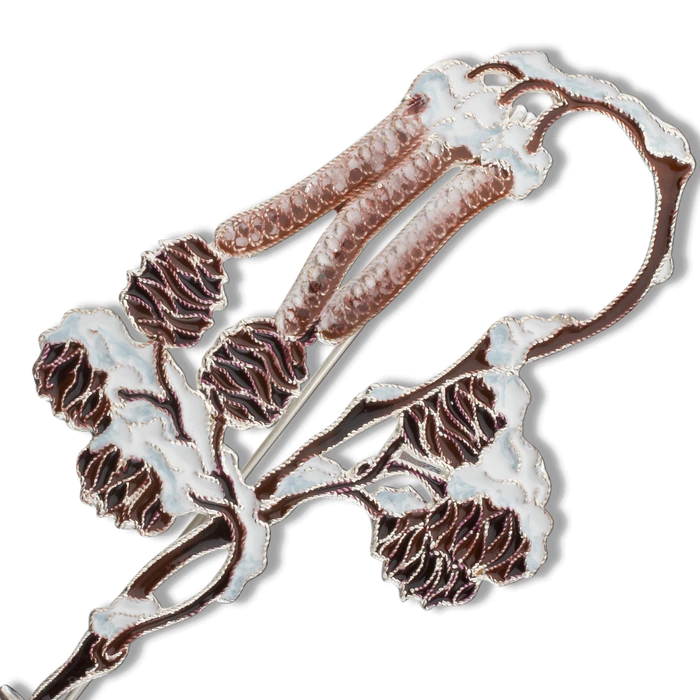 Silver brooch "Alder" from the collection "Herbarium of Tatyana Polyakova"