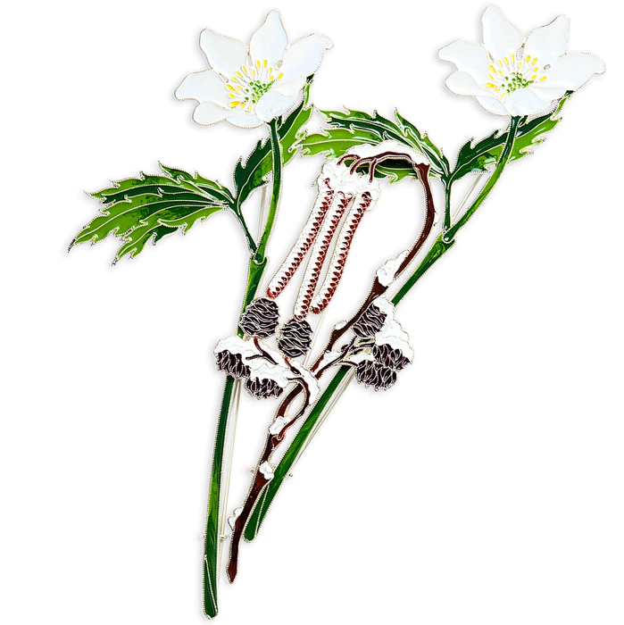 Silver brooch "Alder" from the collection "Herbarium of Tatyana Polyakova"