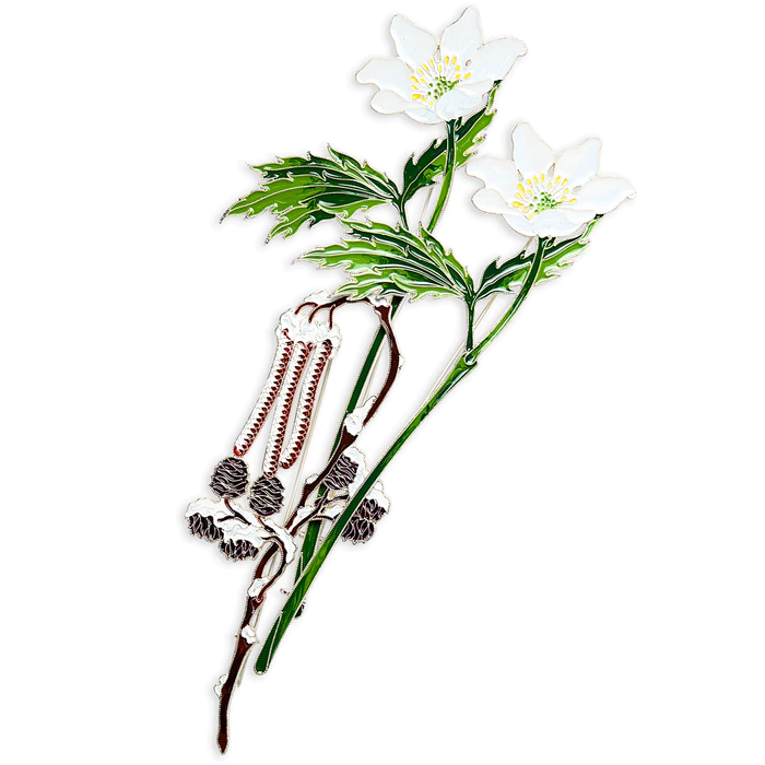Silver brooch "Alder" from the collection "Herbarium of Tatyana Polyakova"