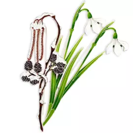 Silver brooch "Snowdrop" from the collection "Herbarium of Tatyana Polyakova"