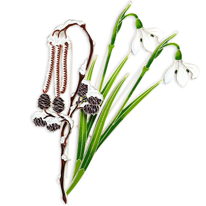 Silver brooch "Snowdrop" from the collection "Herbarium of Tatyana Polyakova"