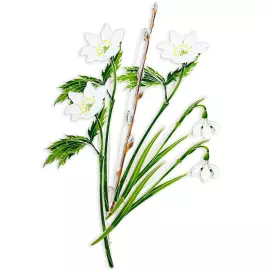 Silver brooch "Snowdrop" from the collection "Herbarium of Tatyana Polyakova"