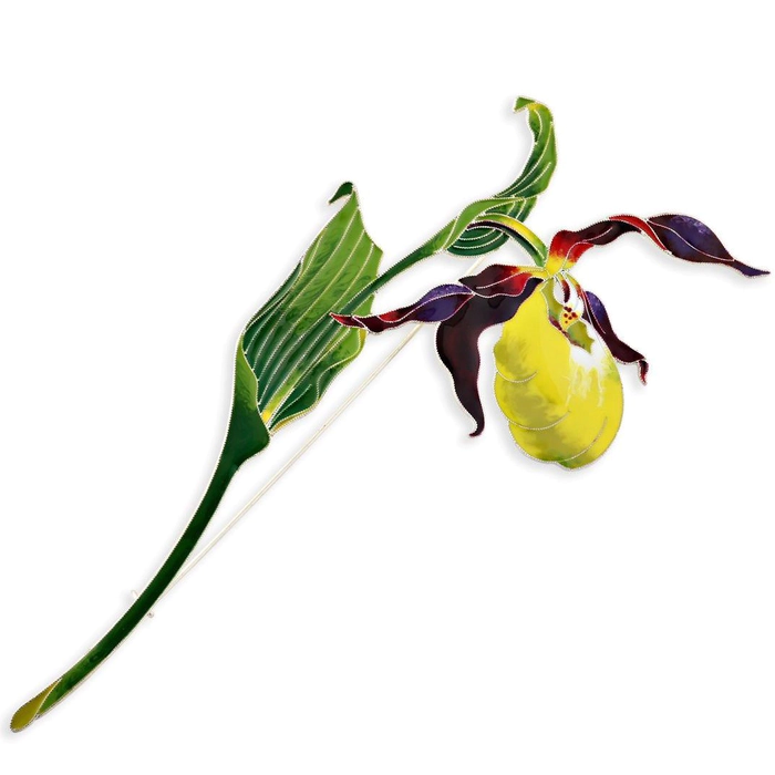 Silver brooch "Venus's slipper" collection "Herbarium of Tatiana Polyakova"