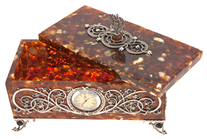 Amber casket "Sovereign" with a clock