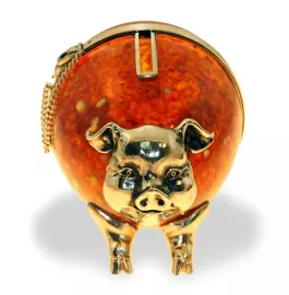 Сувенир из янтаря "Свинья-копилка"