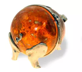 Сувенир из янтаря "Свинья-копилка"