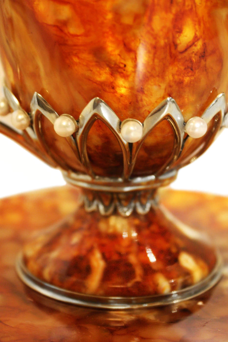 Tea set made of amber "Empress" with pearls