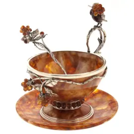 Tea set made of amber "Malinovka"