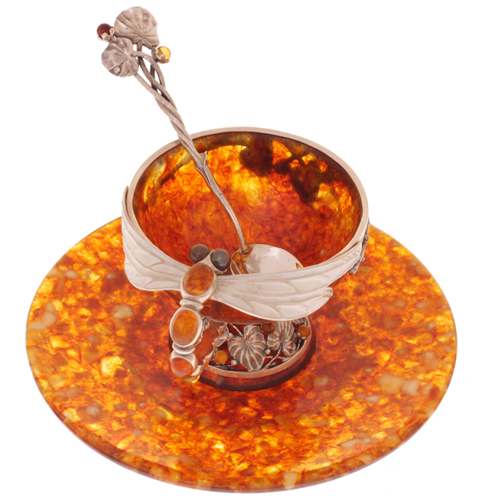 Dragonfly Amber Tea Set