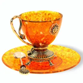 Чайный набор из янтаря "Лев" Чайный набор из янтаря "Лев"