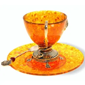 Чайный набор из янтаря "Лев" Чайный набор из янтаря "Лев"